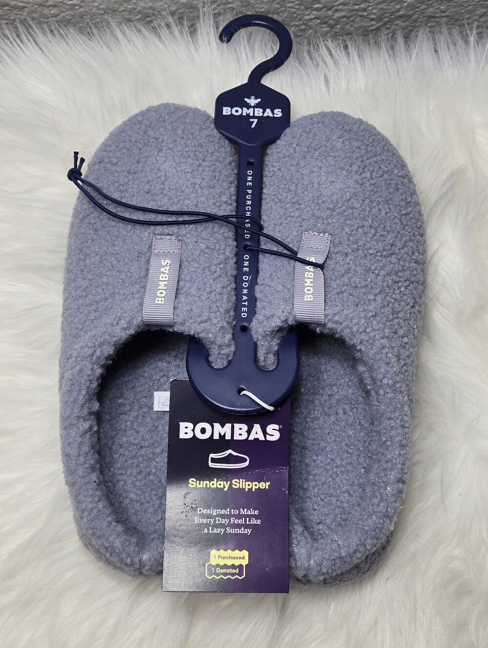 NWT Bombas Women's Sunday Slipper - Heather Gray Cozy Slide - Size 7